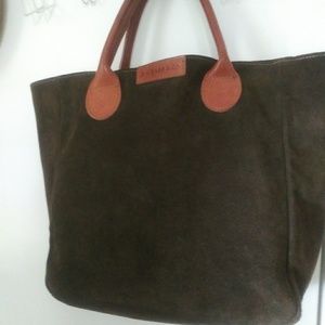 Forest-Green Suede Shopper Tote Bag